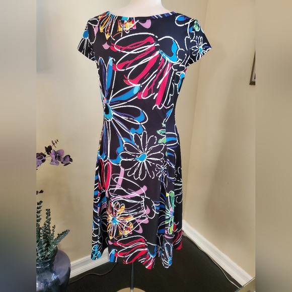 LILY by FIRMIANA Multi-colored flower dress,  size small - Picture 2 of 6